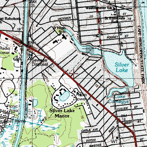 Topographic Map of Silver Lake Manor, DE