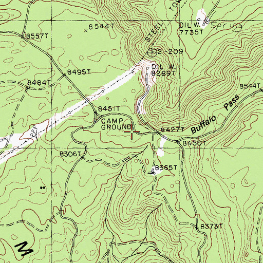 Topographic Map of Buffalo Pass Campground, AZ