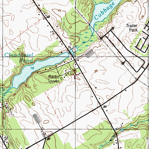 Topographic Map of Pondside Acres, DE