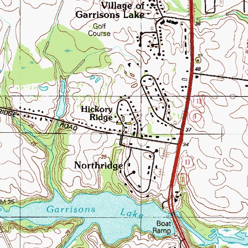 Topographic Map of Hickory Ridge, DE