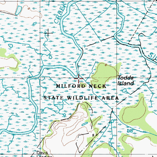 Topographic Map of Milford Neck Wildlife Area - Cedar Creek Unit, DE