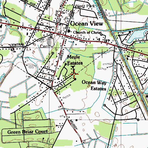 Topographic Map of Meyle Estates, DE