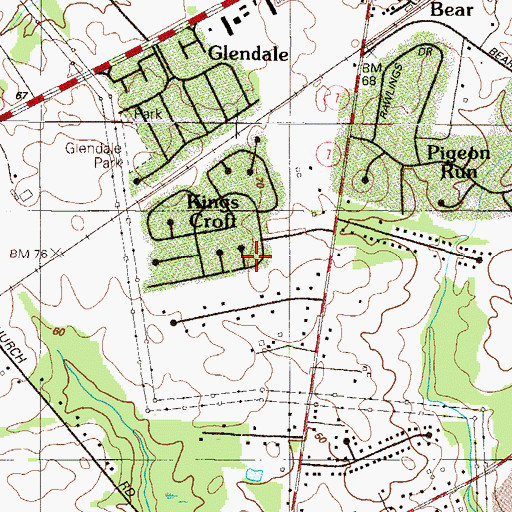 Topographic Map of Kings Croft, DE