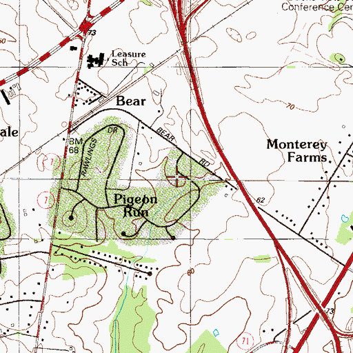 Topographic Map of Pigeon Run, DE