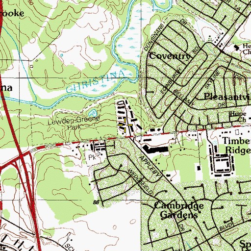 Topographic Map of Oak Hollow, DE