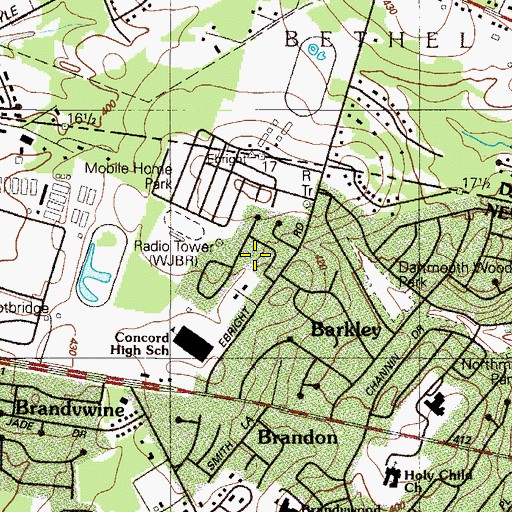 Topographic Map of Brandywine Forge, DE