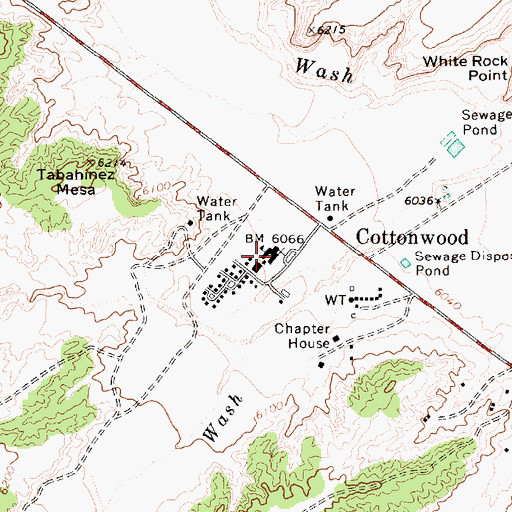 Topographic Map of Cottonwood Day School, AZ