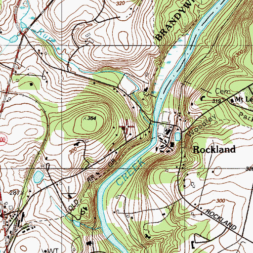 Topographic Map of Rockland Woods, DE