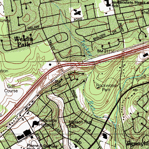 Topographic Map of Rockwood Woods, DE