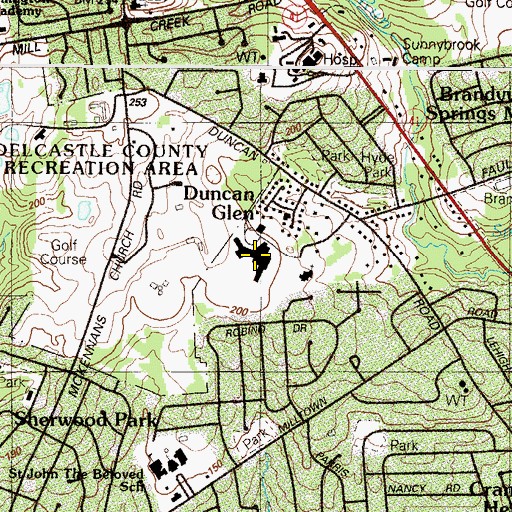 Topographic Map of Duncan Glen, DE