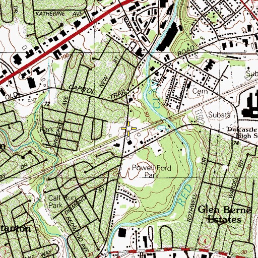Topographic Map of Marshallton Heights II, DE