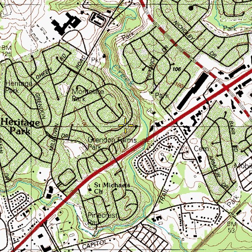 Topographic Map of Lindell Village, DE