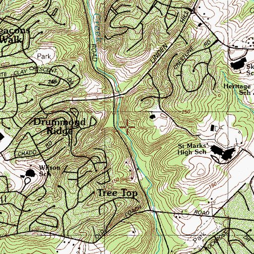 Topographic Map of Drummond Ridge, DE