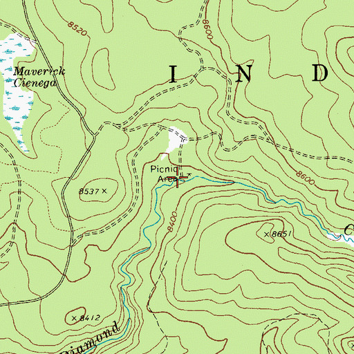 Topographic Map of Diamond Creek Campsite Number Five, AZ