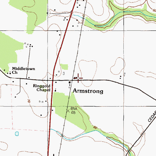 Topographic Map of Armstrong, DE