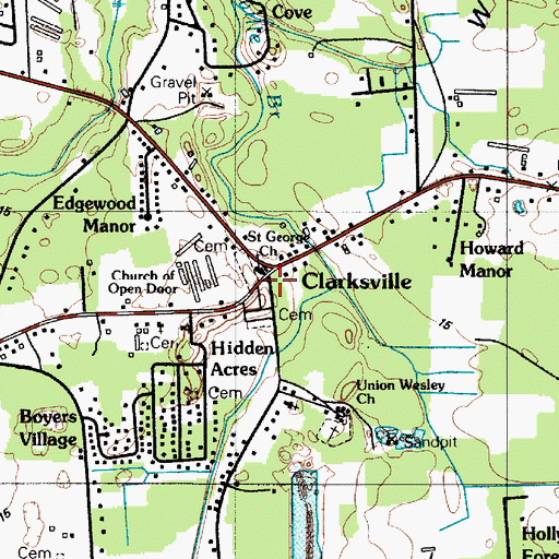 Topographic Map of Clarksville, DE