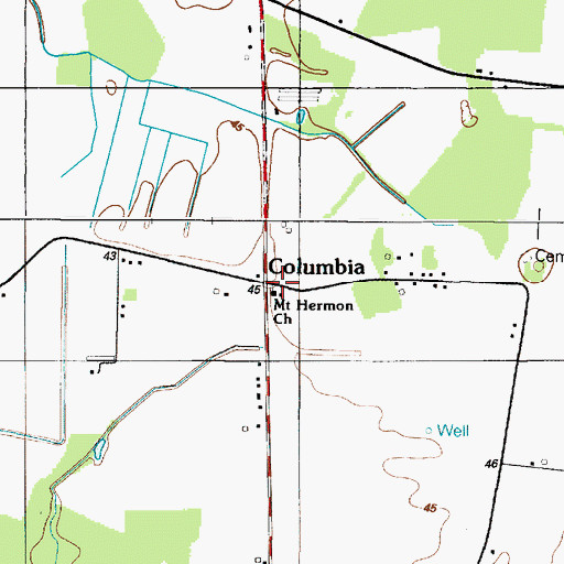 Topographic Map of Columbia, DE