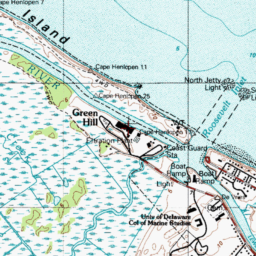 Topographic Map of Green Hill, DE
