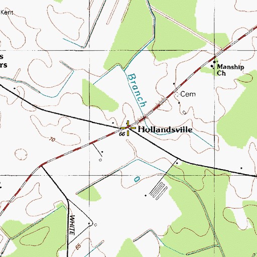 Topographic Map of Hollandsville, DE