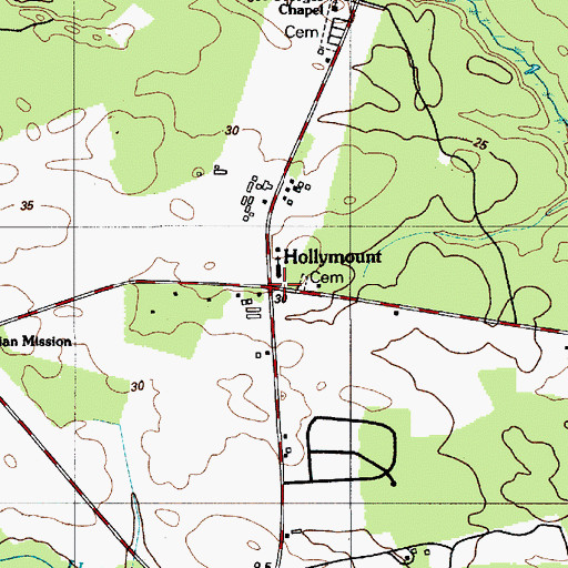 Topographic Map of Hollymount, DE