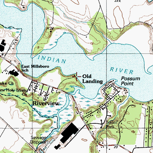 Topographic Map of Old Landing, DE
