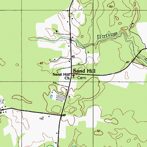 Topographic Map of Sand Hill, DE