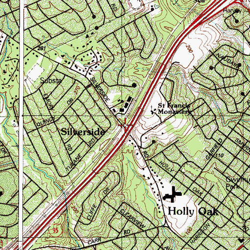 Topographic Map of Silverside, DE