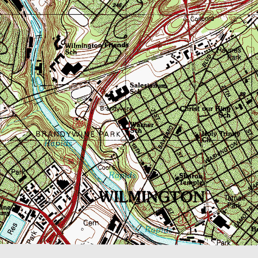 Topographic Map of Warner Elementary School, DE