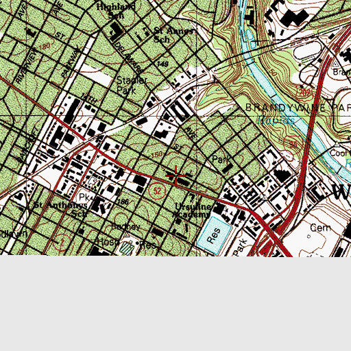 Topographic Map of Westminster Presbyterian Church, DE