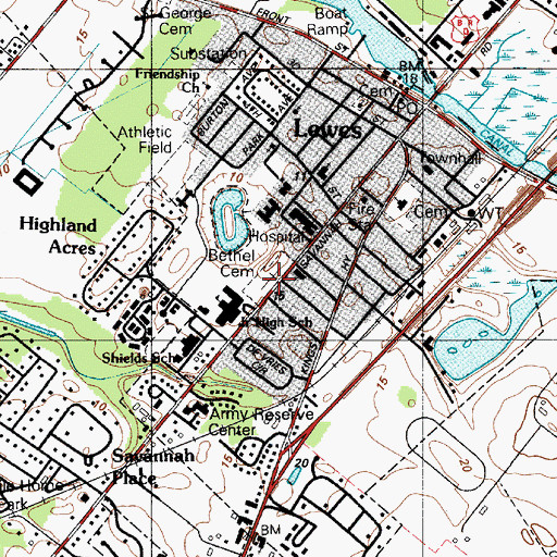 Topographic Map of Bethel Cemetery, DE