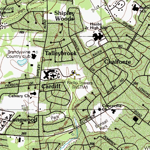 Topographic Map of WDEL Radio Tower, DE