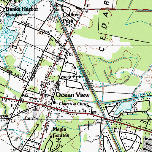 Topographic Map of West Park, DE