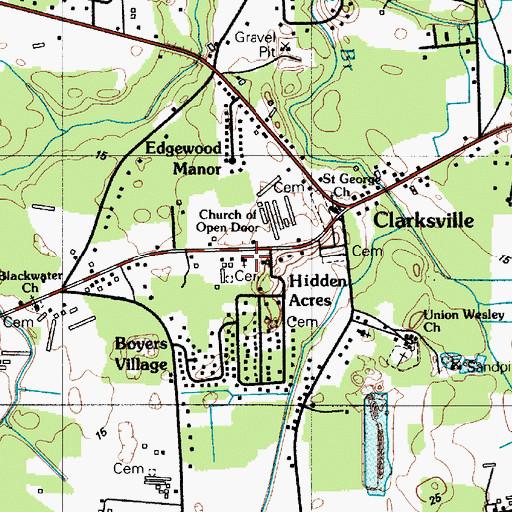 Topographic Map of Church of the Open Door, DE