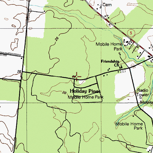 Topographic Map of Holiday Pines Mobile Home Park, DE