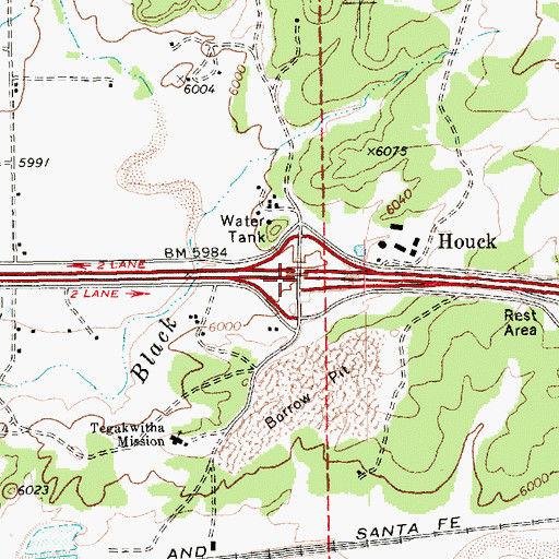Topographic Map of Houck Interchange, AZ