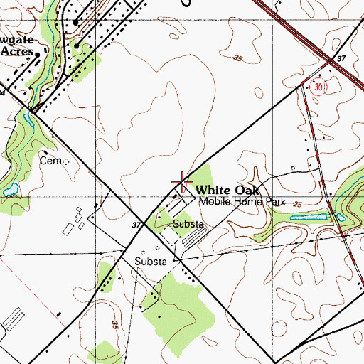 Topographic Map of White Oak Mobile Home Park, DE