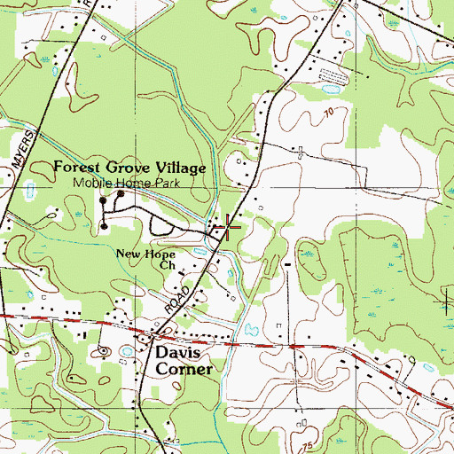 Topographic Map of Forrest Grove Village Mobile Home Park, DE