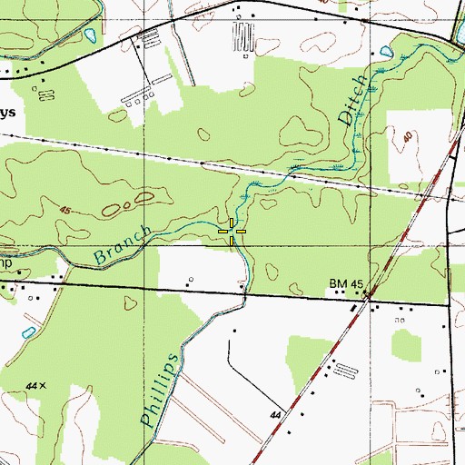 Topographic Map of Sunset Branch, DE