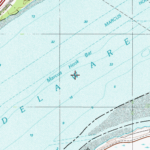 Topographic Map of Marcus Hook Bar, DE