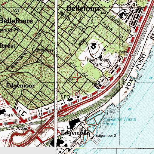 Topographic Map of Edgemoor Gardens, DE