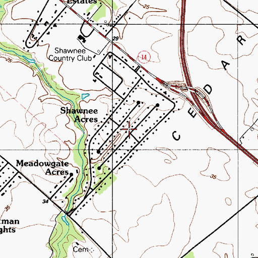 Topographic Map of Shawnee Acres, DE