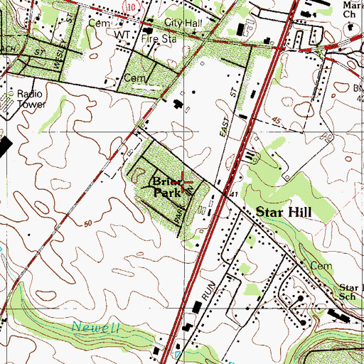 Topographic Map of Briar Park, DE