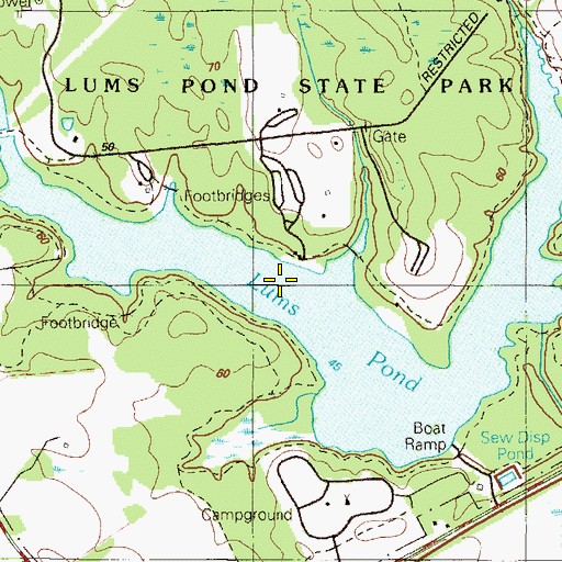 Topographic Map of Lums Pond State Park, DE