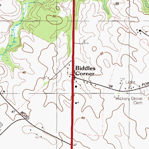Topographic Map of Biddles Corner, DE