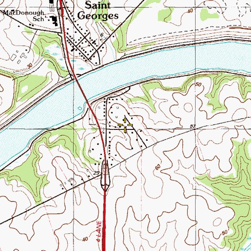 Topographic Map of Gams Crest, DE