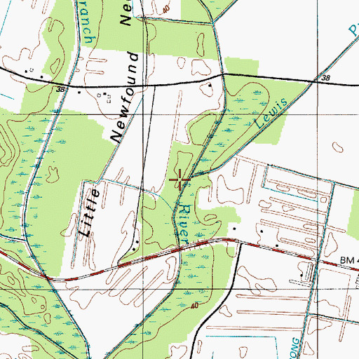 Topographic Map of Lewis Prong, DE