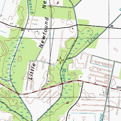 Topographic Map of Lewis Prong, DE