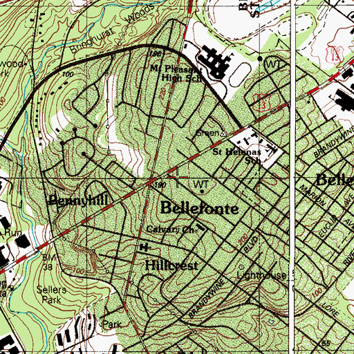 Topographic Map of Phillips Heights, DE