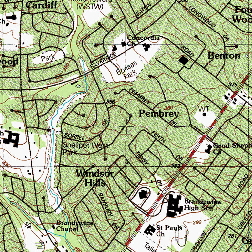 Topographic Map of Pembrey, DE