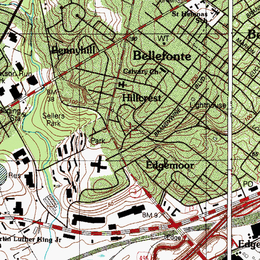 Topographic Map of Gordon Heights, DE